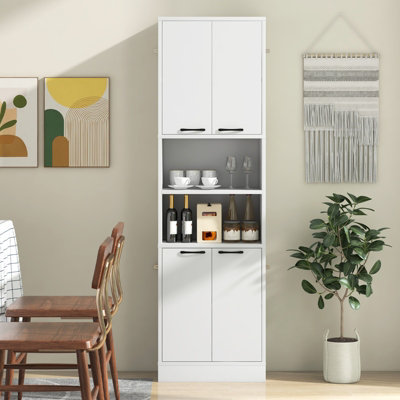 COSTWAY 190cm Tall Kitchen Pantry Cabinet Freestanding Cupboard with Doors & Shelves