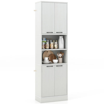 COSTWAY 190cm Tall Kitchen Pantry Cabinet Freestanding Cupboard with Doors & Shelves