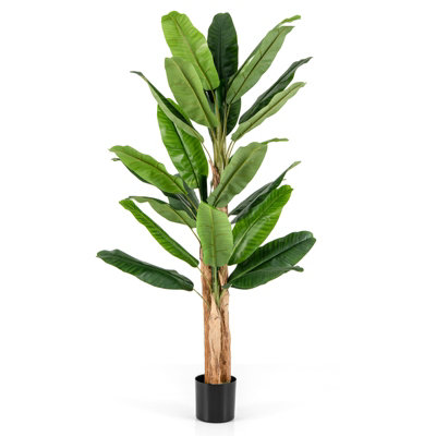 Costway 195cm Tall Artificial Banana Tree Indoor Greenery Potted Plant Home Living Room Office Decor