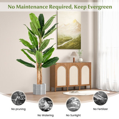 Costway 195cm Tall Artificial Banana Tree Indoor Greenery Potted Plant Home Living Room Office Decor - 8