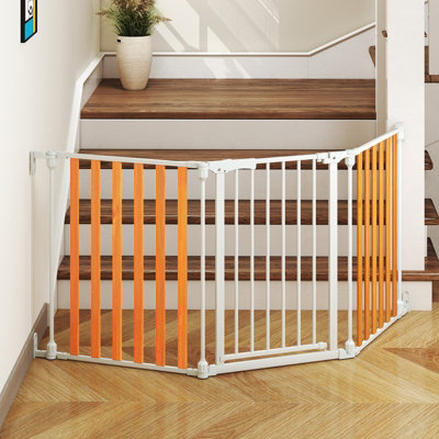 COSTWAY 198 CM Extra Wide Configurable Baby Gate 3-Panel Indoor Wood ...