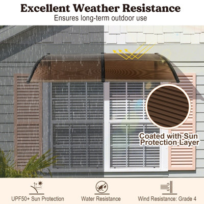 Costway 199 x 98 cm Window Door Awning Canopy Outdoor Front Door Patio Overhang Awning Protection - 3