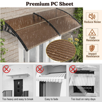 Costway 199 x 98 cm Window Door Awning Canopy Outdoor Front Door Patio Overhang Awning Protection - 4