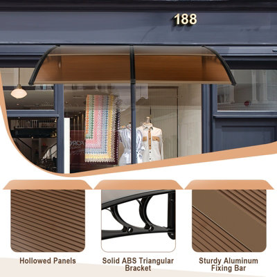 Costway 199 x 98 cm Window Door Awning Canopy Outdoor Front Door Patio Overhang Awning Protection - 5