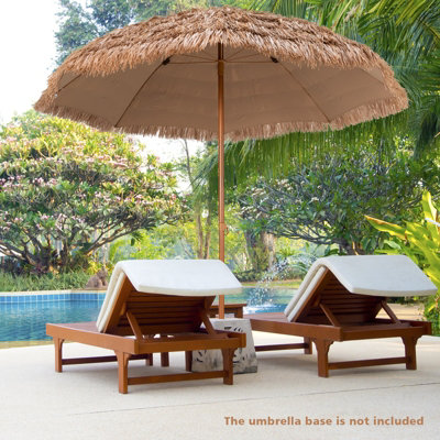 6 Feet Thatched Patio Umbrella with Tilt Design and Carrying Bag