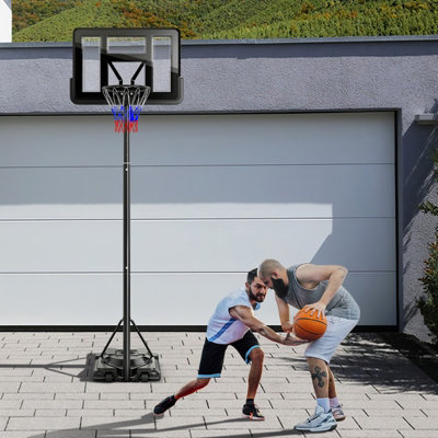 Costway 2.3-3M Height Adjustable Basketball Goal System Basketball Hoop Stand W/ Wheels - 3
