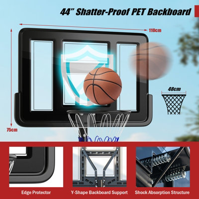Costway 2.3-3M Height Adjustable Basketball Goal System Basketball Hoop Stand W/ Wheels - 6