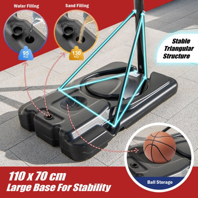 Costway 2.3-3M Height Adjustable Basketball Goal System Basketball Hoop Stand W/ Wheels - 8
