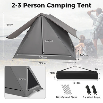 Costway 2-3 People Instant Pop-up Camping Tent 360 One-Way See-Through Shelter Tent