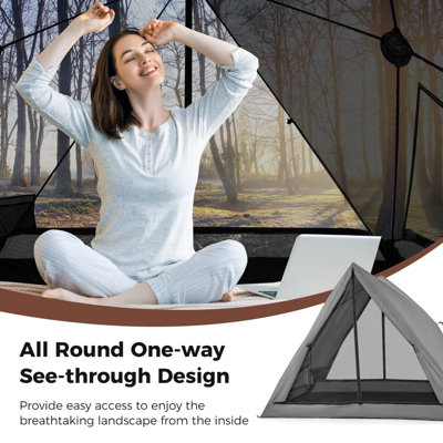 Costway 2-3 People Instant Pop-up Camping Tent 360 One-Way See-Through Shelter Tent - 4
