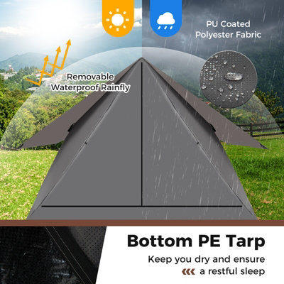 Costway 2-3 People Instant Pop-up Camping Tent 360 One-Way See-Through Shelter Tent - 5