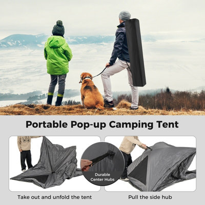 Costway 2-3 People Instant Pop-up Camping Tent 360 One-Way See-Through Shelter Tent - 8