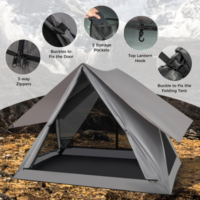 Costway 2-3 People Instant Pop-up Camping Tent 360 One-Way See-Through Shelter Tent - 9