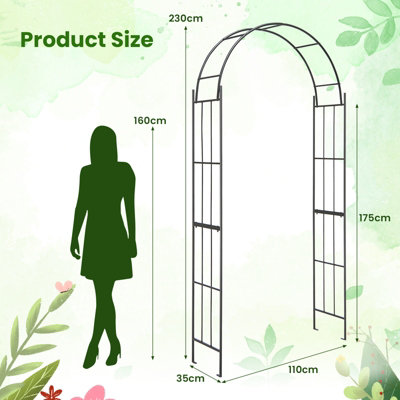 Costway 2.3M Garden Arch Heavy Duty Metal Roses Vines Climbing Plants Support Archway