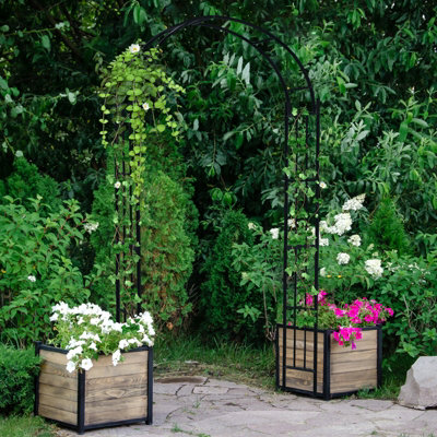 Costway 2.3M Garden Arch Heavy Duty Metal Roses Vines Climbing Plants Support Archway - 3