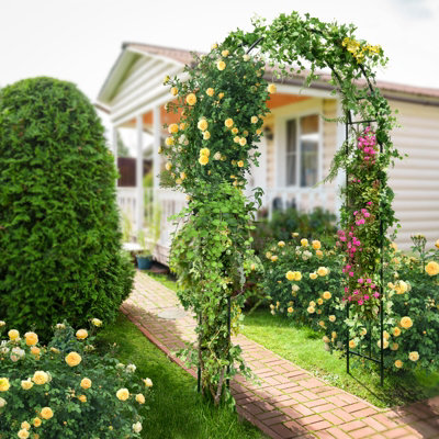 Costway 2.3M Garden Arch Heavy Duty Metal Roses Vines Climbing Plants Support Archway - 4
