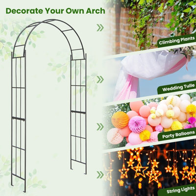 Costway 2.3M Garden Arch Heavy Duty Metal Roses Vines Climbing Plants Support Archway - 8