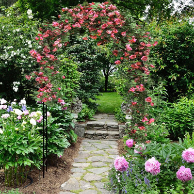 Costway 2.3M Metal Garden Arch Heavy Duty Arbor Climbing Trellis Pergola Decoration - 5