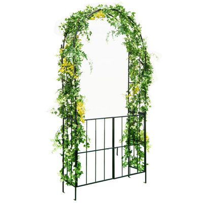 Costway 2.3M Tall Garden Arch Arbor Trellis w/ Gate Heavy-Duty Metal Arbour Archway