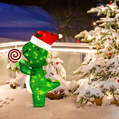 Costway 2.4 FT Lighted Christmas Decorations Outdoor Pre-lit Xmas Dinosaur Ornament Price Comparisons | Compare The Build