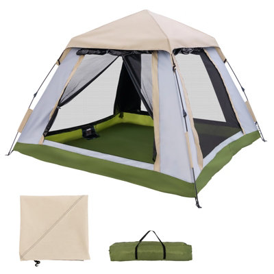 Costway 2-4 Person Instant Pop-up Tent Waterproof Camping Tent w/ Removable Rainfly