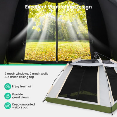 Costway 2-4 Person Instant Pop-up Tent Waterproof Camping Tent w/ Removable Rainfly - 5