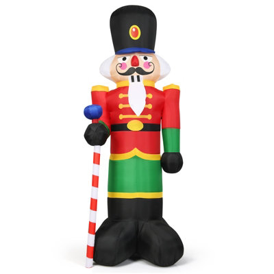 COSTWAY 2.4M Inflatable Christmas Nutcracker Soldier w/ 3 LED Lights Blow Up Xmas Decoration