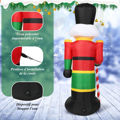 COSTWAY 2.4M Inflatable Christmas Nutcracker Soldier w/ 3 LED Lights Blow Up Xmas Decoration - 6