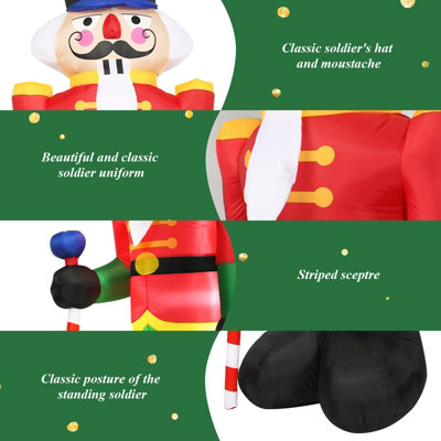 COSTWAY 2.4M Inflatable Christmas Nutcracker Soldier w/ 3 LED Lights Blow Up Xmas Decoration - 7