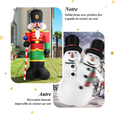 COSTWAY 2.4M Inflatable Christmas Nutcracker Soldier w/ 3 LED Lights Blow Up Xmas Decoration - 8