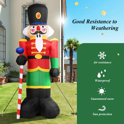 COSTWAY 2.4M Inflatable Christmas Nutcracker Soldier w/ 3 LED Lights Blow Up Xmas Decoration - 9