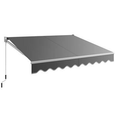 Costway 2.5 x 2M Manual Awning Canopy Garden Patio Shade Shelter Aluminium Retractable