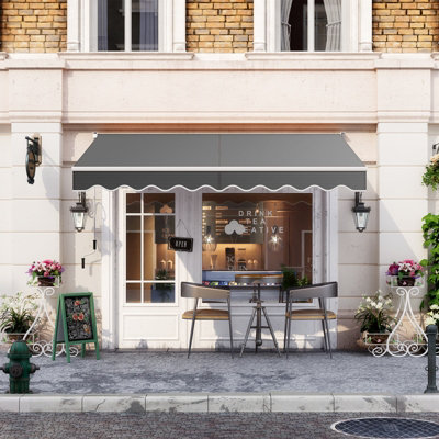 Costway 2.5 x 2M Manual Awning Canopy Garden Patio Shade Shelter Aluminium Retractable - 4