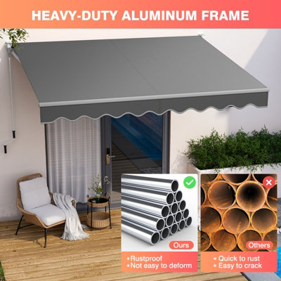 Costway 2.5 x 2M Manual Awning Canopy Garden Patio Shade Shelter Aluminium Retractable - 7
