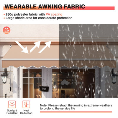 Costway 2.5 x 3m Patio Awning Manual Outdoor Canopy Sun Shade Retractable Shelter - 5