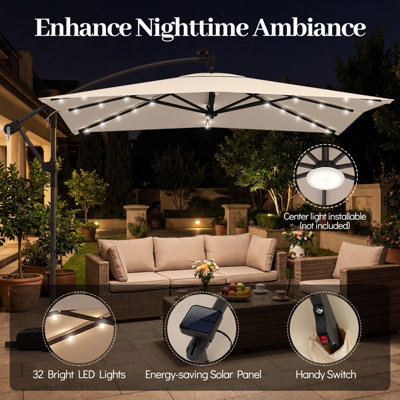 brown square patio umbrella with lights Clearance Our 9 x 12 FT patio umbrella is the perfect answer for a bright and sunny day or your night Trademark Innovations Deluxe Solar Powered