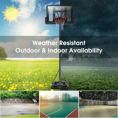 Costway 2.6M - 3CM Adjustable Height Portable Basketball Court Rim System - 9
