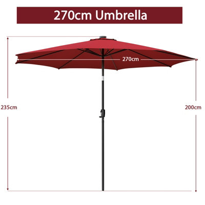 Costway 2.7 m Patio Umbrella Cantilever Umbrella Canopy Market Table Umbrella - 3