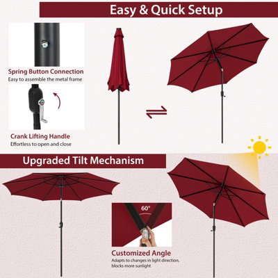 Costway 2.7 m Patio Umbrella Cantilever Umbrella Canopy Market Table Umbrella - 6