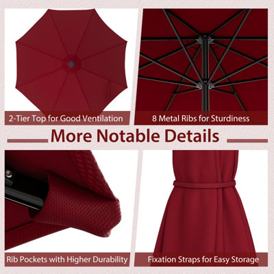 Costway 2.7 m Patio Umbrella Cantilever Umbrella Canopy Market Table Umbrella - 7