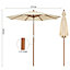 Costway 2.7M Outdoor Patio Umbrella Garden Parasol Sun Shade Market Umbrella w/ 8 Ribs