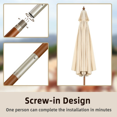 Costway 2.7M Outdoor Patio Umbrella Garden Parasol Sun Shade Market Umbrella w/ 8 Ribs - 7
