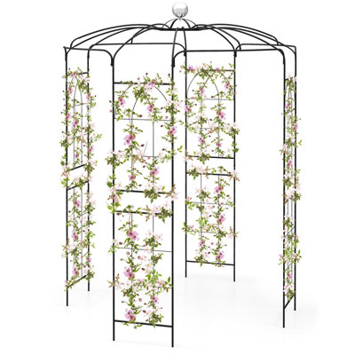 Costway 2.9m Birdcage Shape Garden Arch Outdoor Arbor Pergola Pavilion Metal Arch Trellis