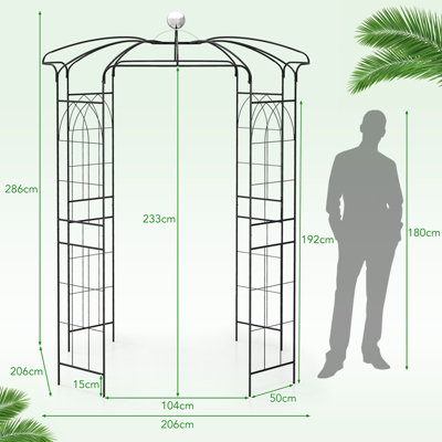 Costway 2.9m Birdcage Shape Garden Arch Outdoor Arbor Pergola Pavilion Metal Arch Trellis
