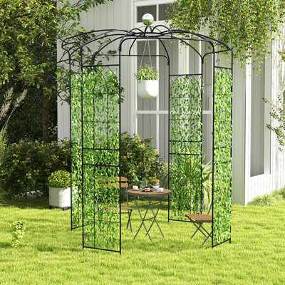 Costway 2.9m Birdcage Shape Garden Arch Outdoor Arbor Pergola Pavilion Metal Arch Trellis - 3