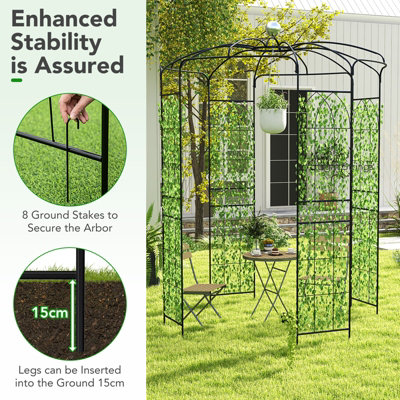 Costway 2.9m Birdcage Shape Garden Arch Outdoor Arbor Pergola Pavilion Metal Arch Trellis - 7