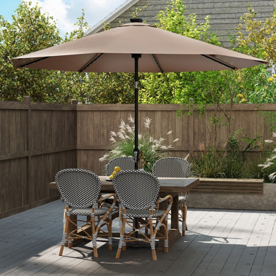 cream rectangular patio umbrella 9FT Patio Umbrella, UPF 50+ Outdoor Market Umbrella with 8 Ribs, Vented Outdoor Table Umbrella for Deck, Backyard and Lawn, Cream White Arlmont & Co