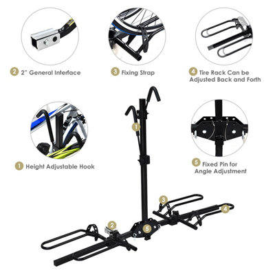 Costway 2 bike Hitch Mount Rack Platform Style Bicycle Carrier Fits Vehicles with 1 4 inch 2 inch Receiver DIY at B Q