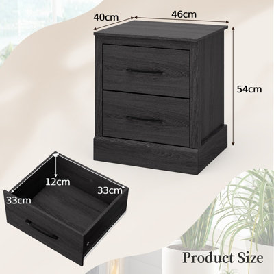Costway 2 Drawer Nightstand Bedside Table Compact Sofa End Table with Storage Drawers