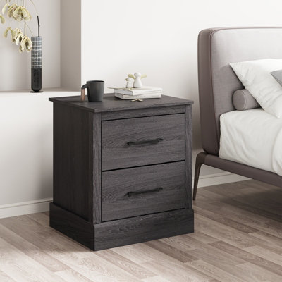 Costway 2 Drawer Nightstand Bedside Table Compact Sofa End Table with Storage Drawers
